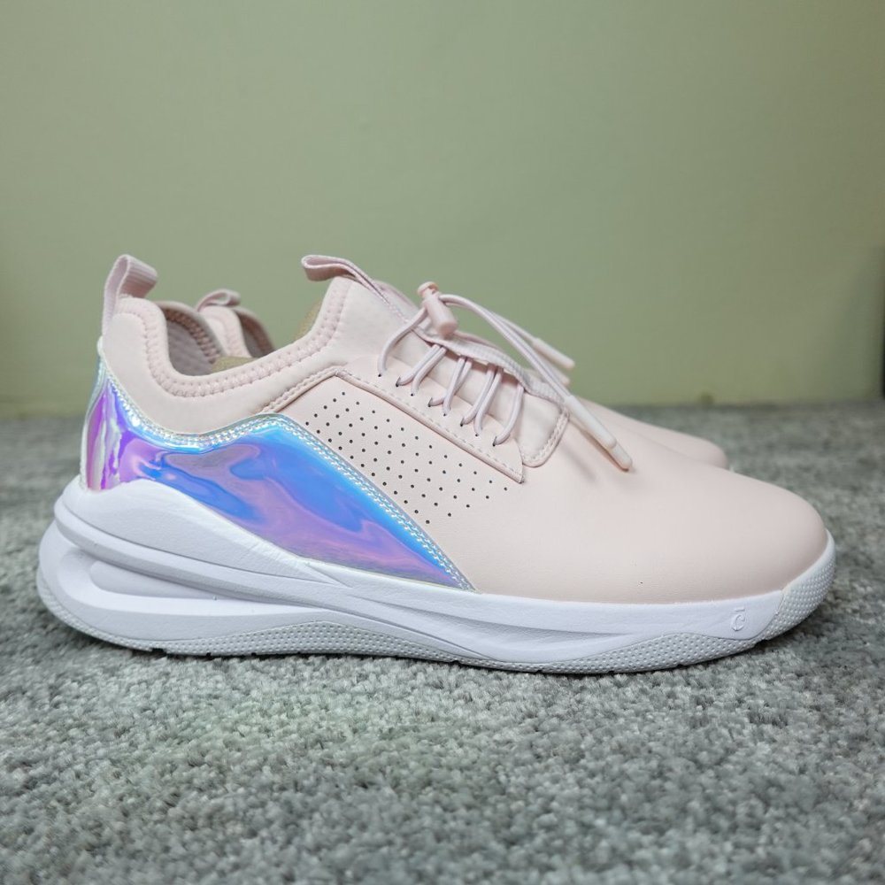 Women's Lightweight Pink Sneakers with Iridescent Accent